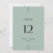 EVERLY Art Deco Sage Green Wedding Table Numbers 招待状 (正面)