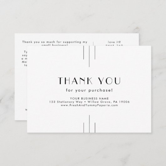 EVERLY Art Deco Small Business Thank You Order エンクロージャーカード (正面/裏面)