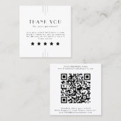 EVERLY Art Deco White Black QR Code Leave A Review スクエア名刺 (正面/裏面)
