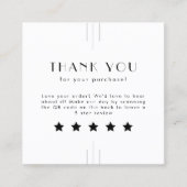 EVERLY Art Deco White Black QR Code Leave A Review スクエア名刺 (正面)