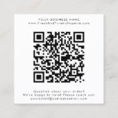 EVERLY Art Deco White Black QR Code Leave A Review スクエア名刺 (裏面)