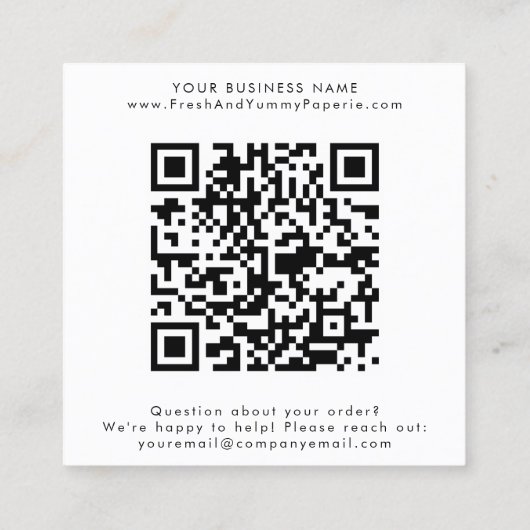 EVERLY Art Deco White Black QR Code Leave A Review スクエア名刺 (裏面)