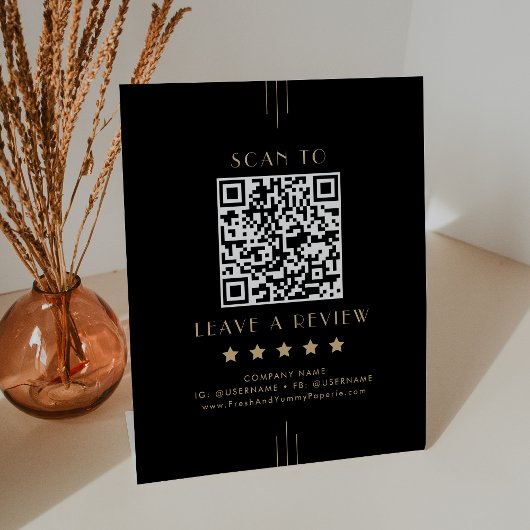 EVERLY Black Gold Business QR Code Leave A Review 台座サイン
