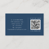 EVERLY Classic Modern Art Deco Navy Blue QR Code 名刺 (裏面)