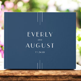 EVERLY Classic Modern Art Deco Navy Blue Wedding ゲストブック