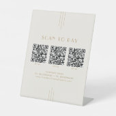 EVERLY Cream and Gold Business QR Code Scan To Pay 台座サイン (正面)