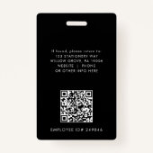 EVERLY Dark Black Logo QR Code Employee ID Card バッジ (裏面)