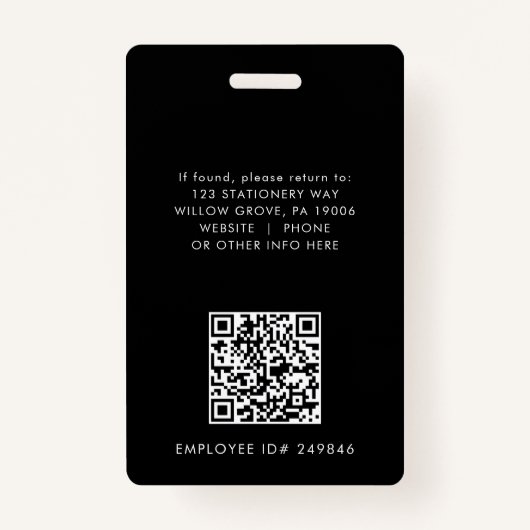 EVERLY Dark Black Logo QR Code Employee ID Card バッジ (裏面)