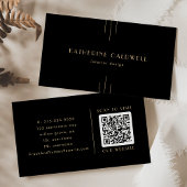 EVERLY Elegant Art Deco Black and Gold QR Code 名刺