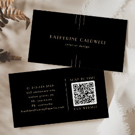 EVERLY Elegant Art Deco Black and Gold QR Code 名刺