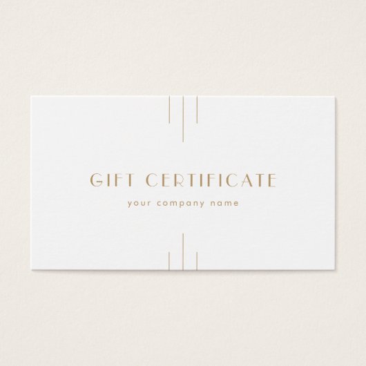 EVERLY Gold Art Deco Business Gift Certificate (正面)