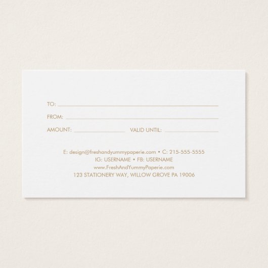 EVERLY Gold Art Deco Business Gift Certificate (裏面)