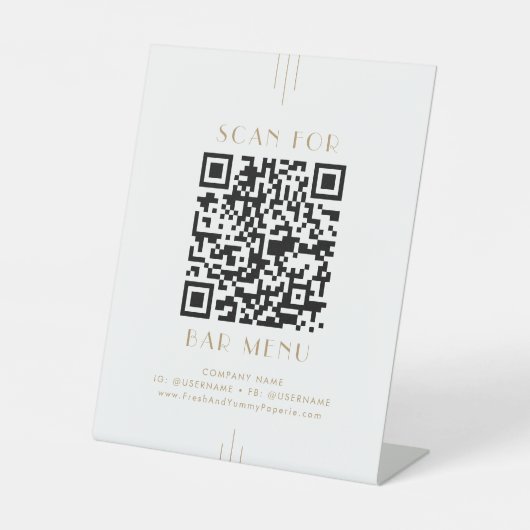 EVERLY Gold Art Deco Geometric Bar Menu QR Code 台座サイン (正面)