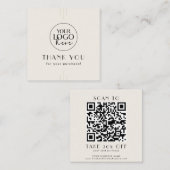 EVERLY Ivory Black Business Logo QR Code Thank You 割引カード (正面/裏面)