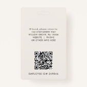 EVERLY Ivory Black Logo QR Code Employee ID Card バッジ (裏面)