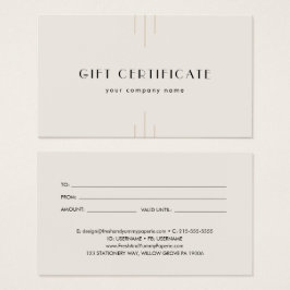 EVERLY Ivory Gold Black Business Gift Certificate