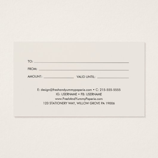 EVERLY Ivory Gold Black Business Gift Certificate (裏面)