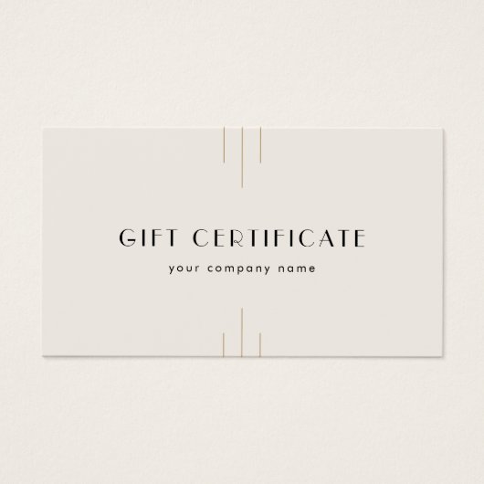 EVERLY Ivory Gold Black Business Gift Certificate (正面)
