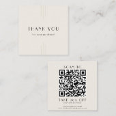 EVERLY Ivory Gold Black Business QR Code Thank You 割引カード (正面/裏面)
