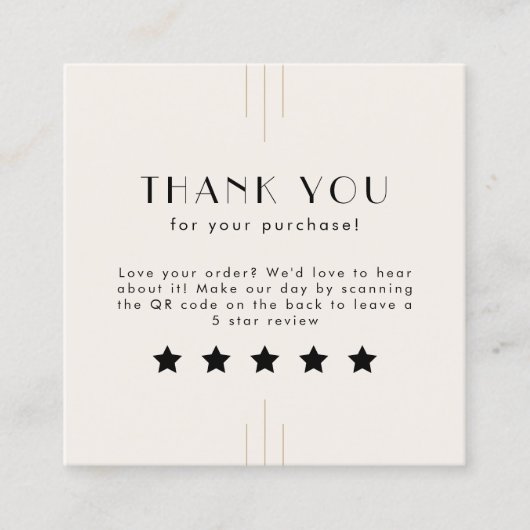 EVERLY Ivory Gold Black QR Code Leave A Review スクエア名刺 (正面)