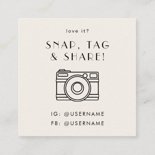 EVERLY Ivory Social Media Snap Share Thank You スクエア名刺 (裏面)