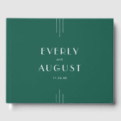 EVERLY Jewel Tone Art Deco Emerald Green Wedding ゲストブック (正面)
