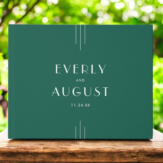 EVERLY Jewel Tone Art Deco Emerald Green Wedding ゲストブック