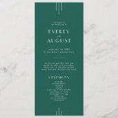 EVERLY Jewel Tone Art Deco Emerald Green Wedding プログラム (正面)