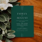 EVERLY Jewel Tone Art Deco Emerald Green Wedding 招待状