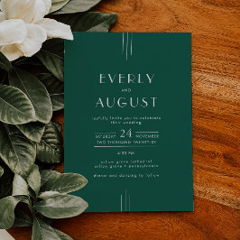 EVERLY Jewel Tone Art Deco Emerald Green Wedding 招待状