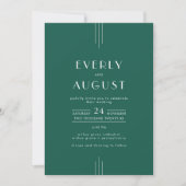 EVERLY Jewel Tone Art Deco Emerald Green Wedding 招待状 (正面)