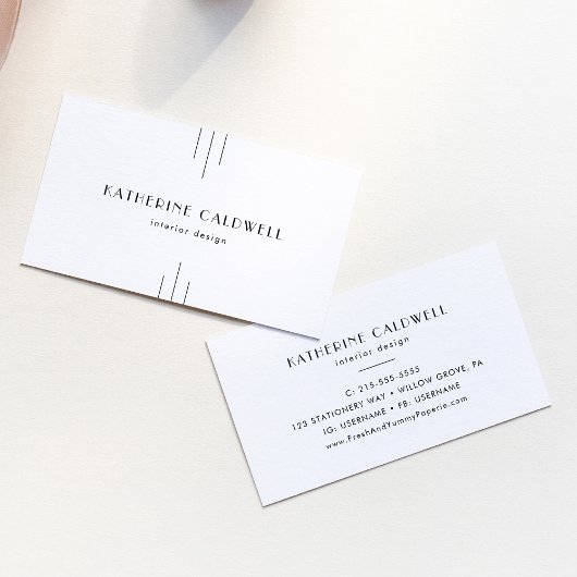 EVERLY Minimalist Art Deco White and Black 名刺