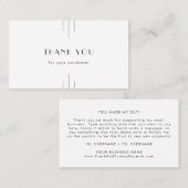 EVERLY Minimalist Art Deco White Black Thank You 名刺 (正面/裏面)