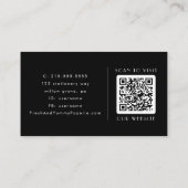 EVERLY Modern Art Deco Black and White QR Code 名刺 (裏面)