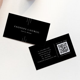 EVERLY Modern Art Deco Black and White QR Code 名刺