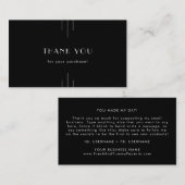 EVERLY Modern Art Deco Black and White Thank You 名刺 (正面/裏面)