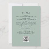 EVERLY Modern Art Deco Sage Green QR Code Wedding 招待状 (裏面)