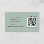 EVERLY Modern Classic Art Deco Sage Green QR Code 名刺 (裏面)