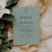 EVERLY Modern Classic Art Deco Sage Green Wedding 招待状