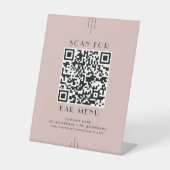 EVERLY Retro Art Deco Blush Pink Bar Menu QR Code 台座サイン (正面)