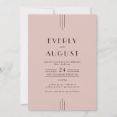 EVERLY Retro Art Deco Blush Pink QR Code Wedding 招待状 (正面)