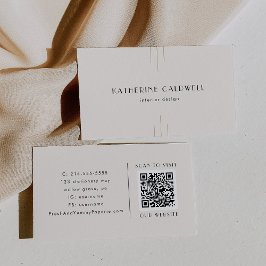 EVERLY Retro Art Deco Ivory Gold Black QR Code 名刺