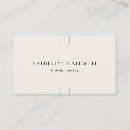 EVERLY Retro Art Deco Ivory Gold Black QR Code 名刺 (正面)