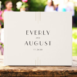 EVERLY Retro Art Deco Ivory Gold Black Wedding ゲストブック