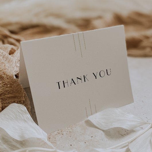 EVERLY Retro Art Deco Ivory Gold Black Wedding サンキューカード