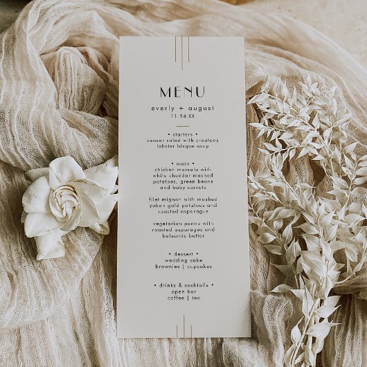EVERLY Retro Art Deco Ivory Gold Black Wedding メニュー