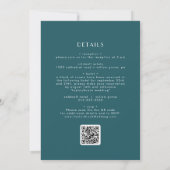 EVERLY Retro Art Deco Peacock Teal QR Code Wedding 招待状 (裏面)