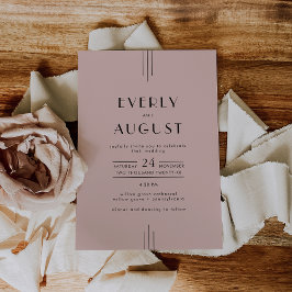 EVERLY Retro Vintage Art Deco Blush Pink Wedding 招待状