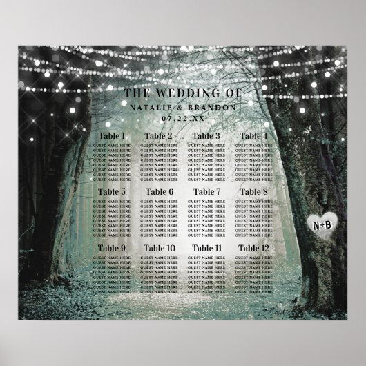 Evermore | Enchanted Forest Table Seating Chart ポスター (正面)