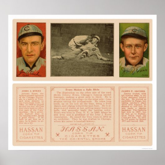 Eversは安全にCubs野球をスライド1912 ポスター (正面)